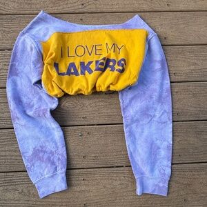 Los Angeles Lakers Crop Tie Dye Vintage Sweatshirt Small NBA